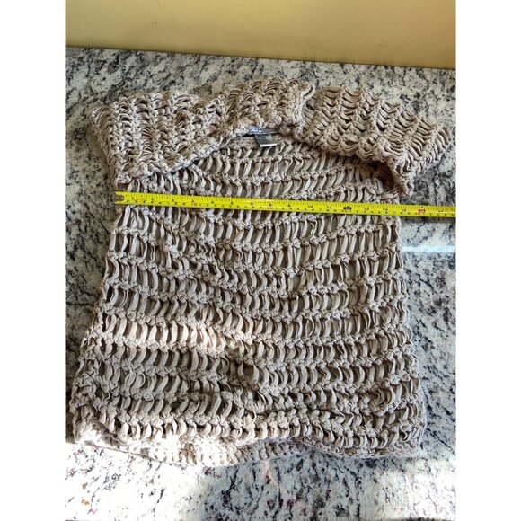 John Paul Richard Womens Sweater Petite Medium Beige Fisherman Mesh Open Knit - Picture 7 of 10
